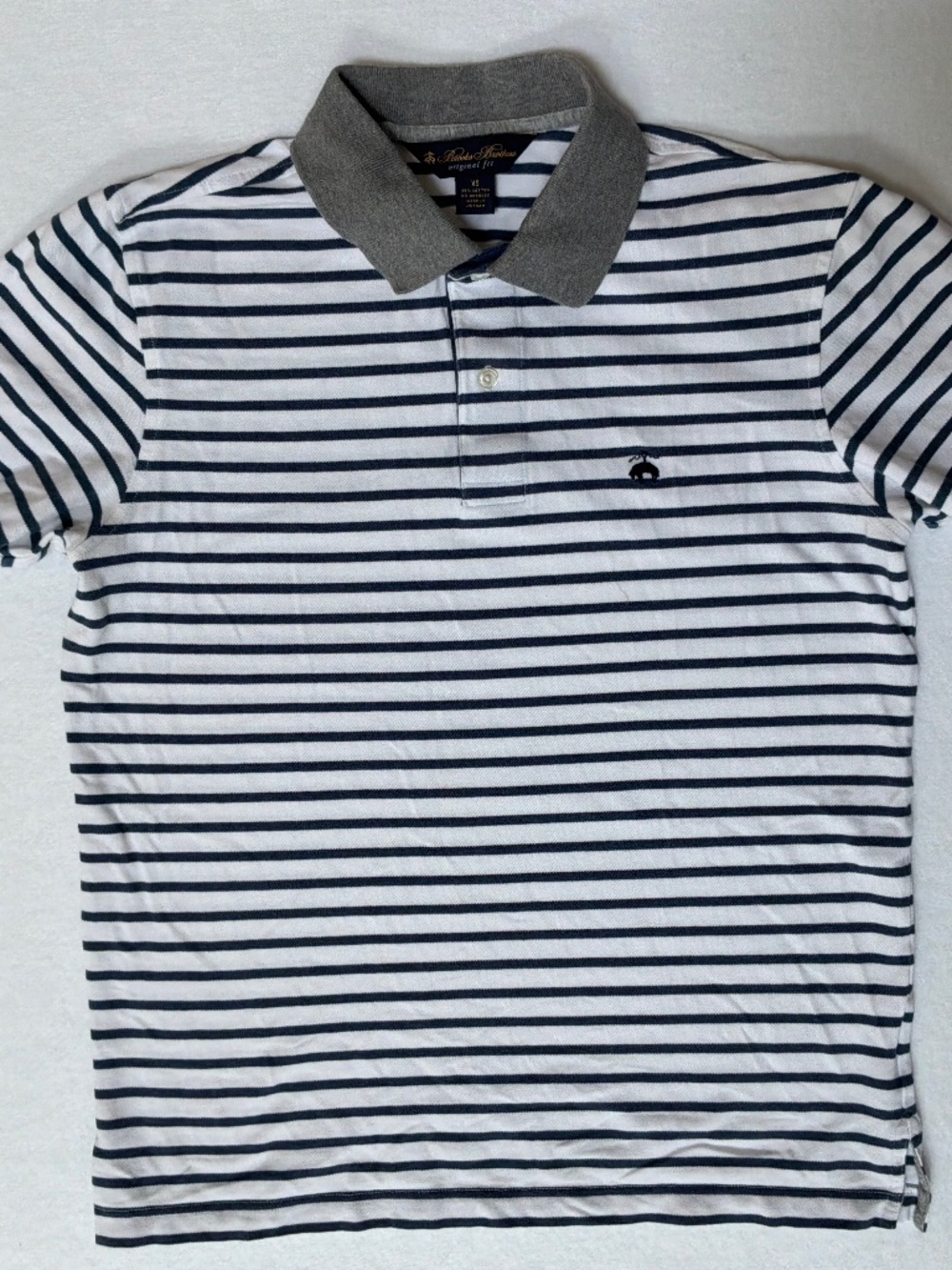 Brooks Brothers Polo Original Fit XS White Navy Gray Preppy Old Money Coastal